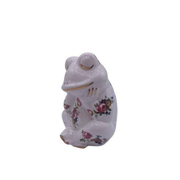 Vintage English Bone China Floral Sitting Frog by Fenton China Co - Picture 9 of 10